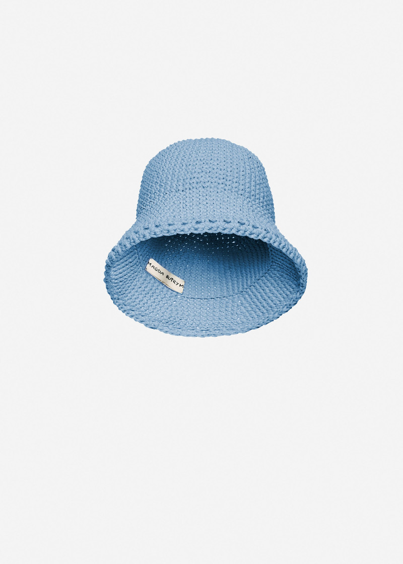 Crochet bucket hat in light blue 3