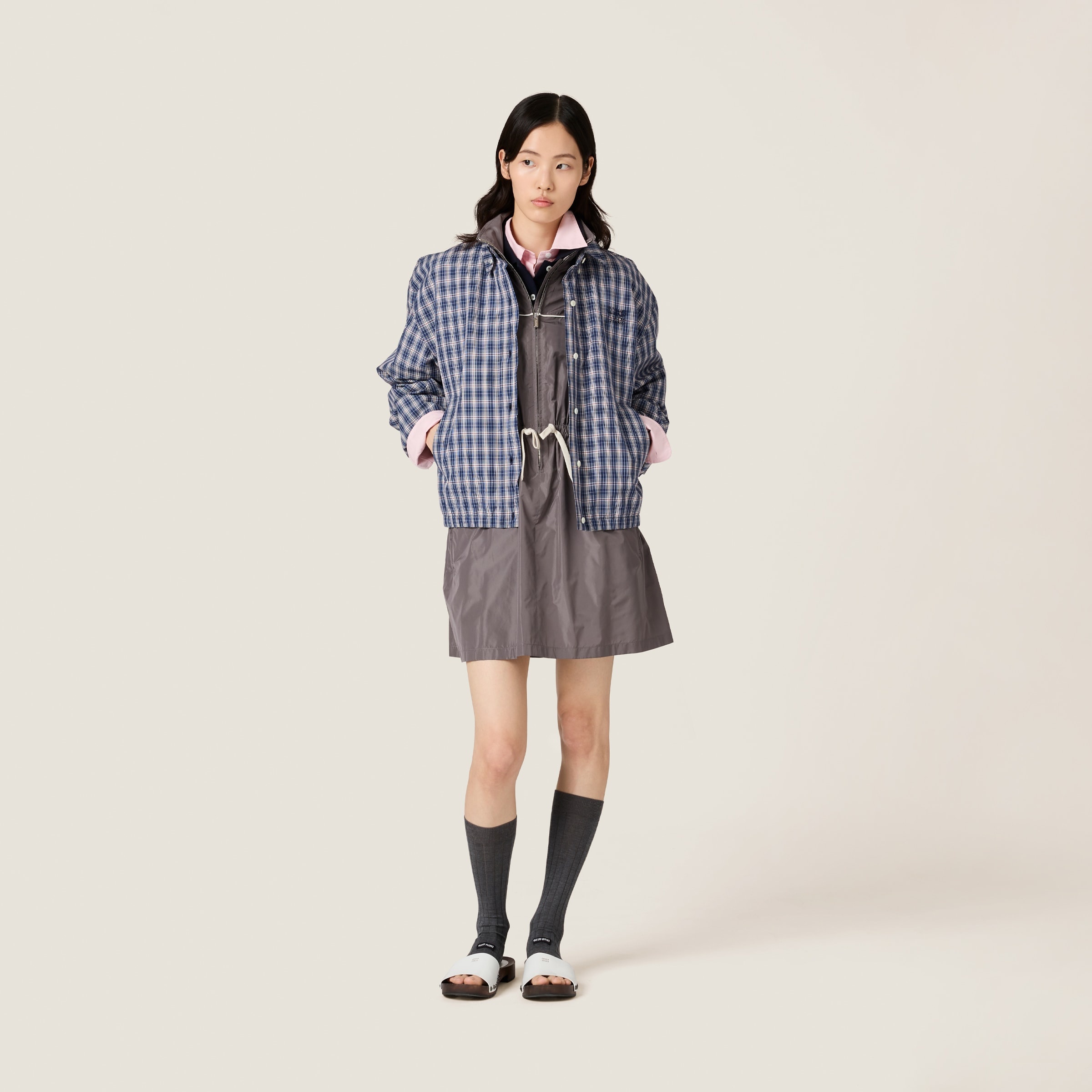 Checked fabric blouson jacket - 2