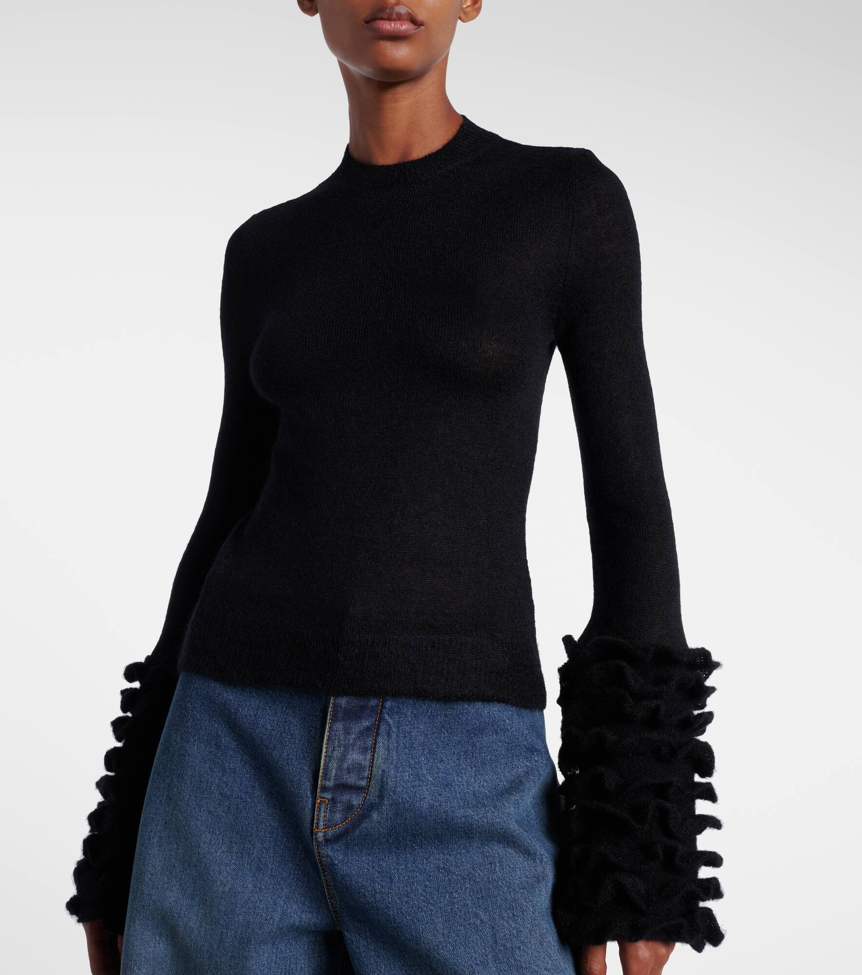 Ruffled sheer mohair-blend top - 6