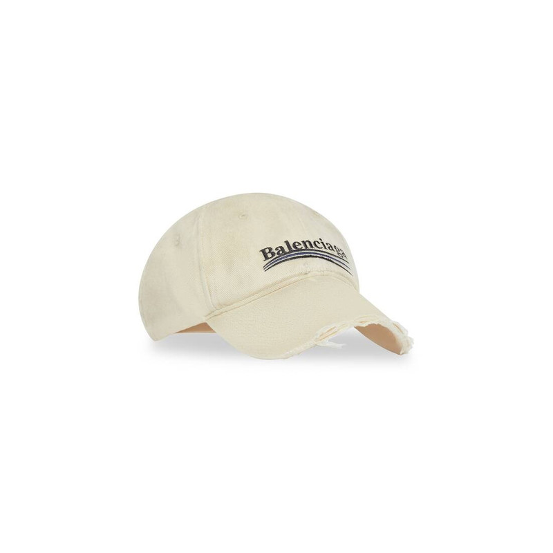 BALENCIAGA Women's Political Campaign Destroyed Cap in Beige outlook
