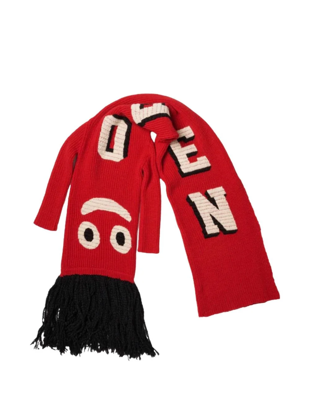 Air Dancer logo-intarsia fringed scarf - 1