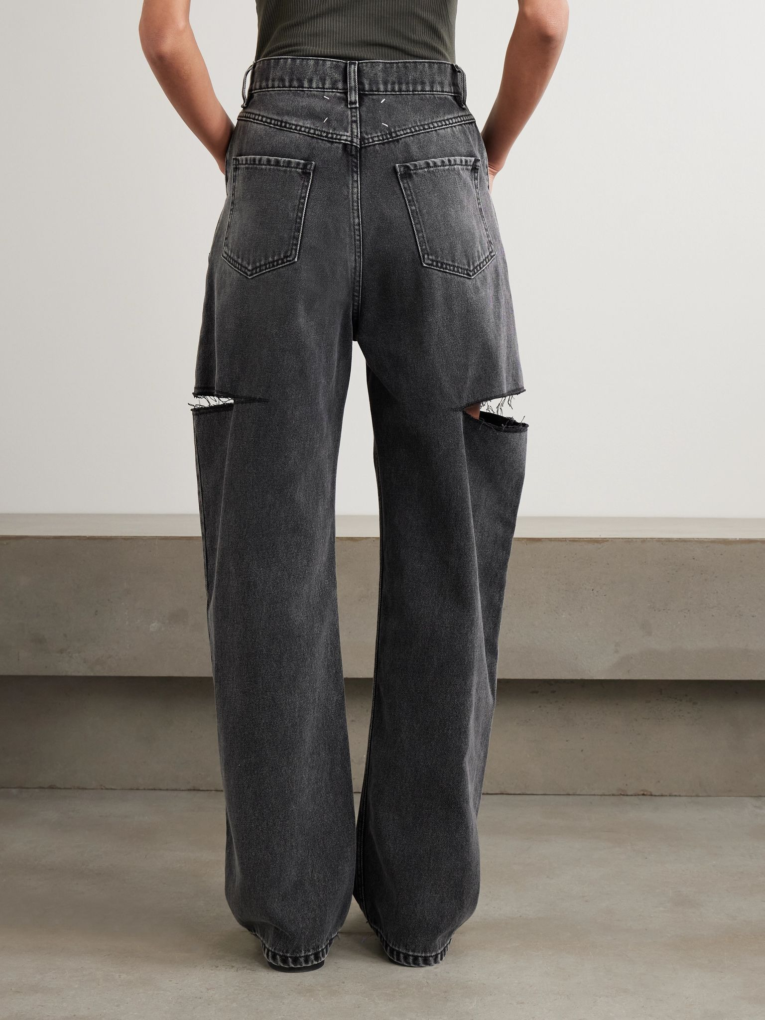 Cutout high-rise wide-leg jeans Black - 4