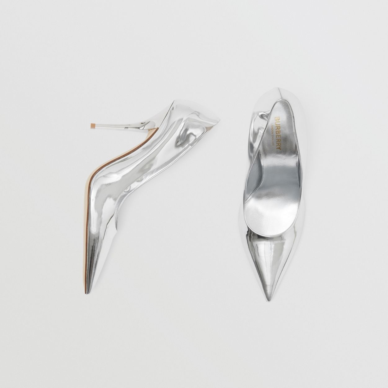 Eyelet Detail Metallic Leather Point-toe Pumps - 6