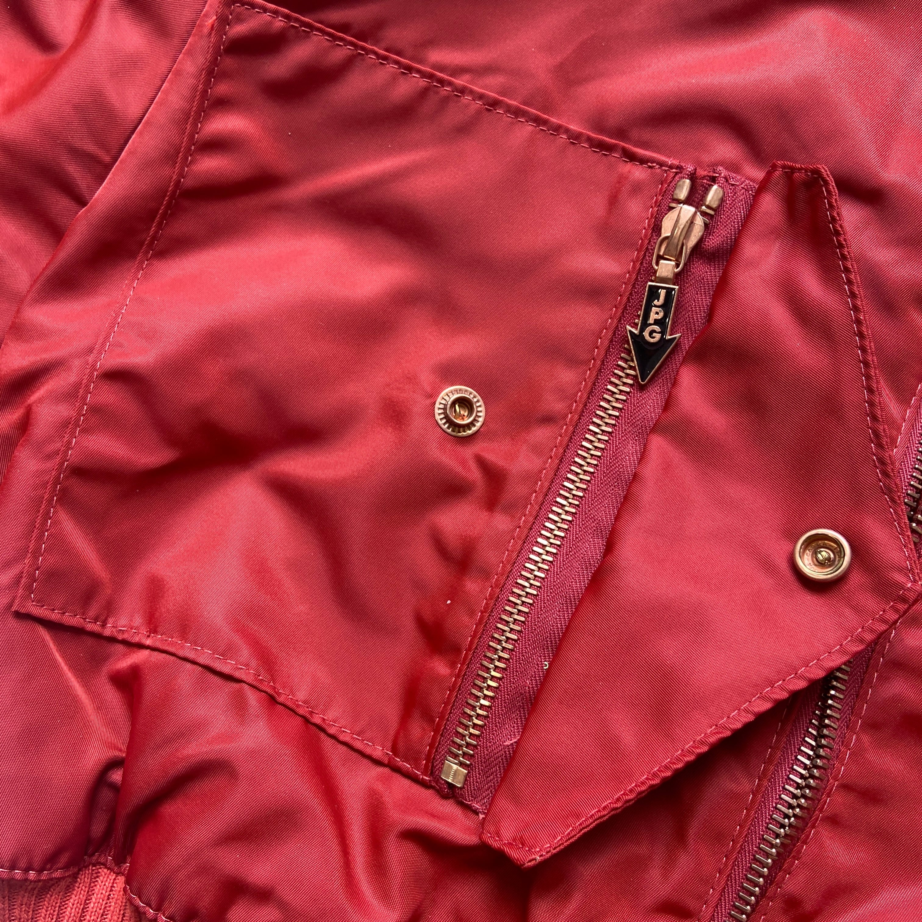 Jean Paul Gaultier ss95 “safe sex”  red corset cropped bomber - 11