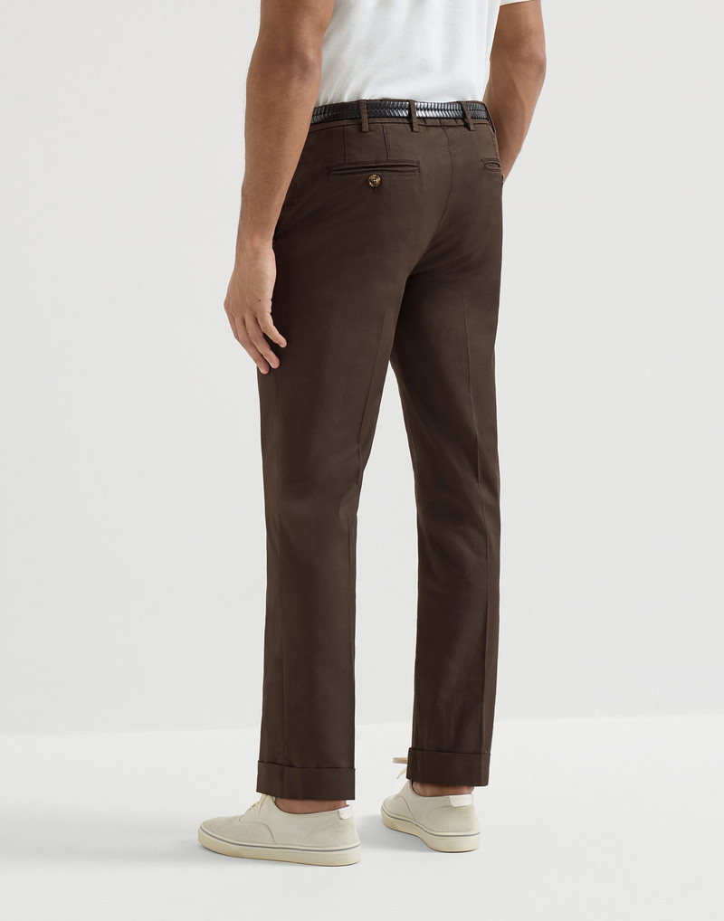 Garment-dyed American Pima cotton comfort gabardine Italian fit trousers 3