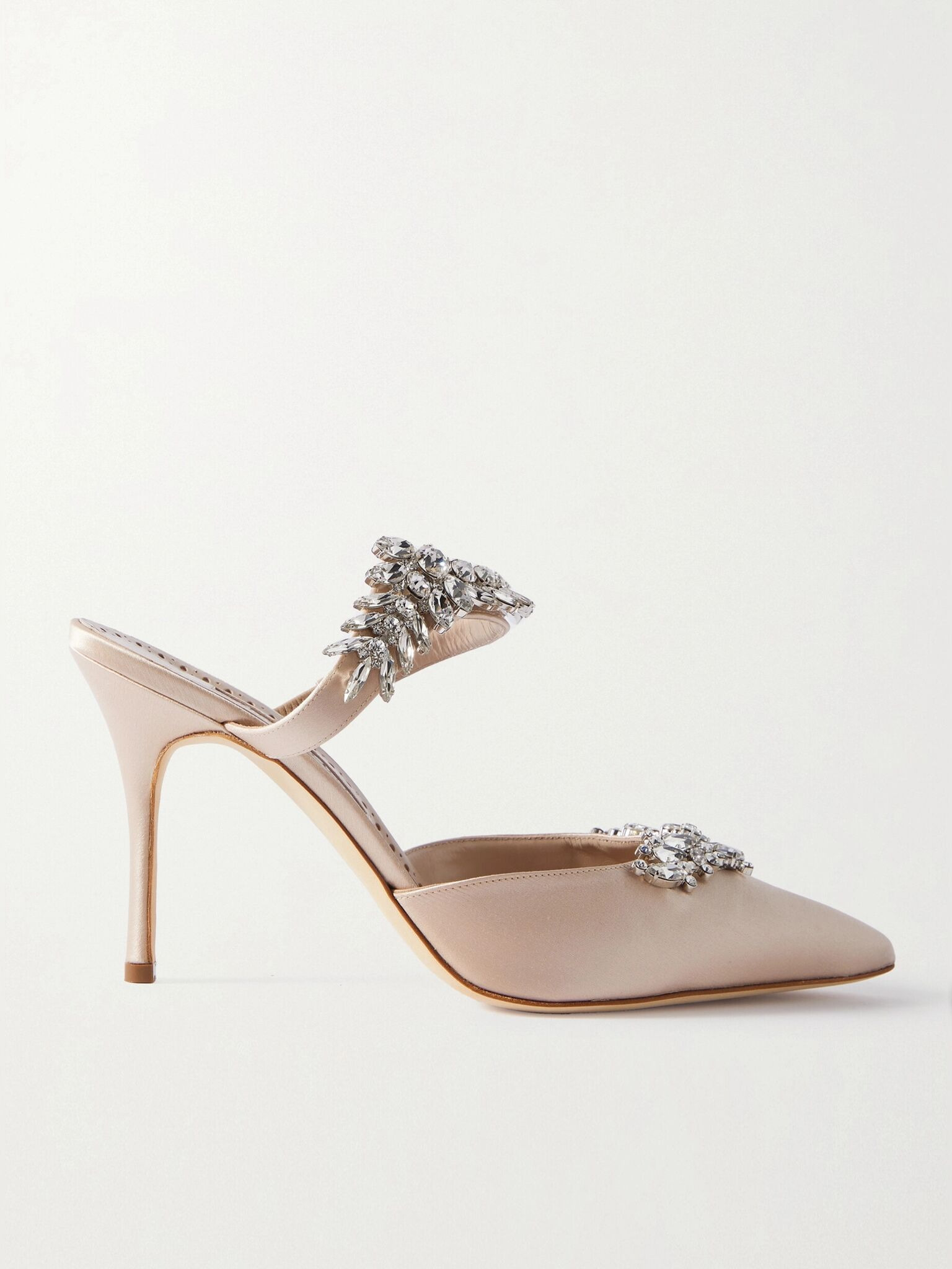 Lurum 90 crystal-embellished satin mules Neutral - 1