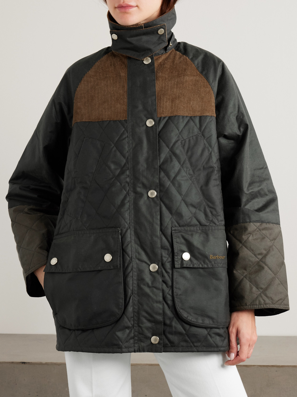 Imelda Hooded Corduroy-trimmed Waxed-cotton And Quilted Shell Jacket - 6