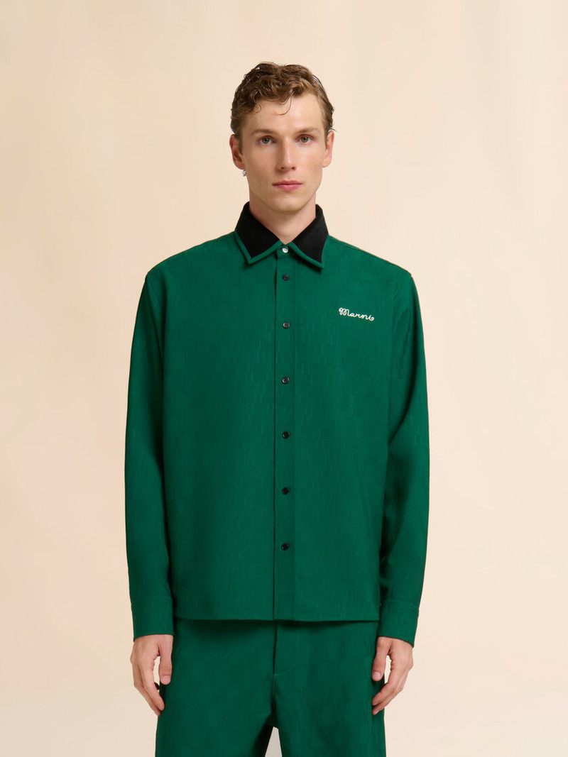 Marni GREEN JACQUARD WOOL SHIRT WITH GEOMETRIC MOTIF outlook