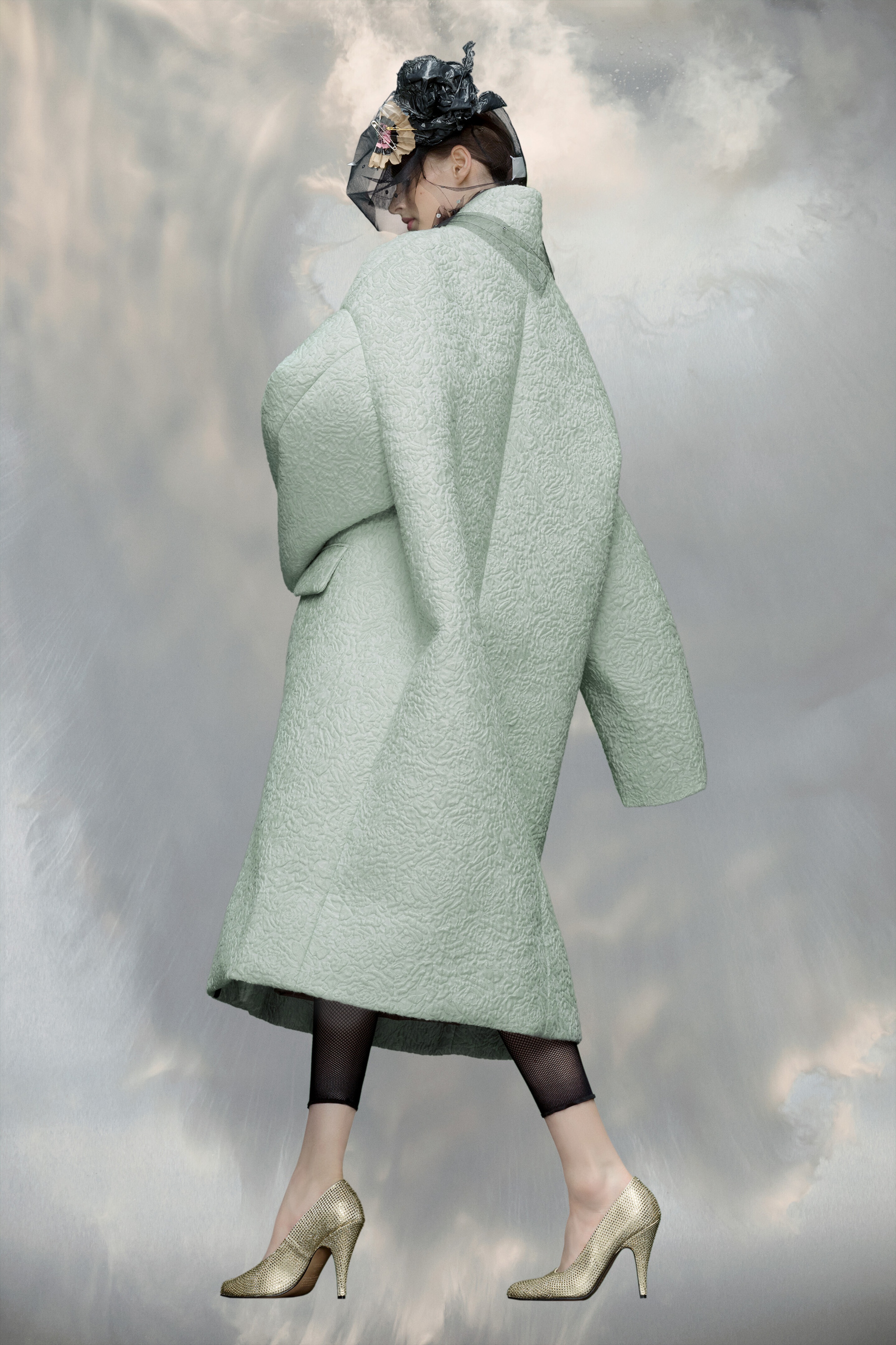 Maison Margiela Cloqué flower oversized coat | REVERSIBLE