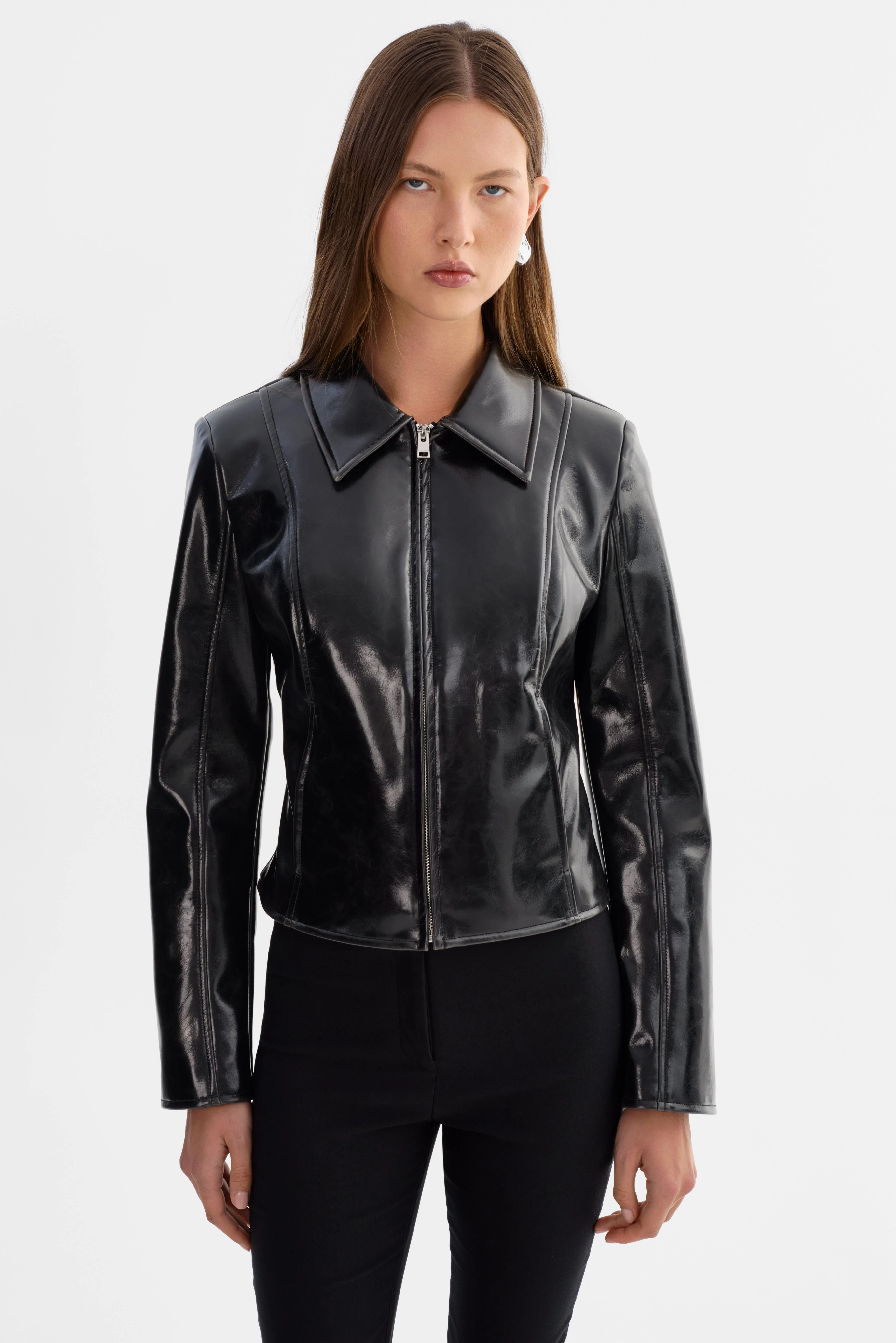 JOYCE | Faux Patent Leather Jacket - 1