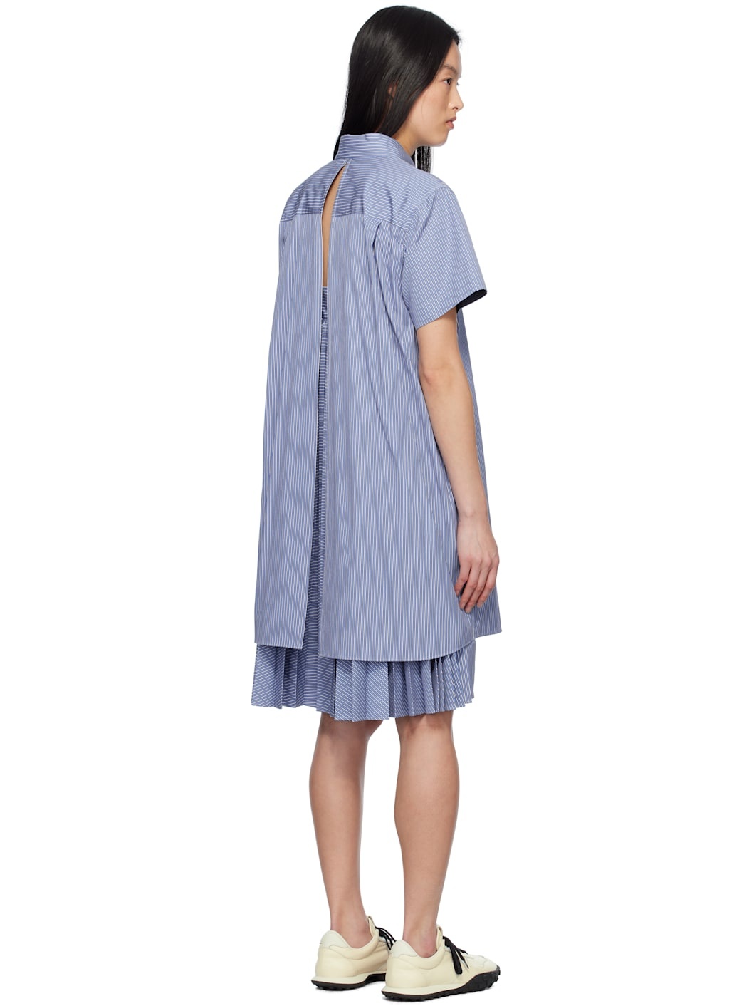 Blue Cotton Poplin Minidress - 3
