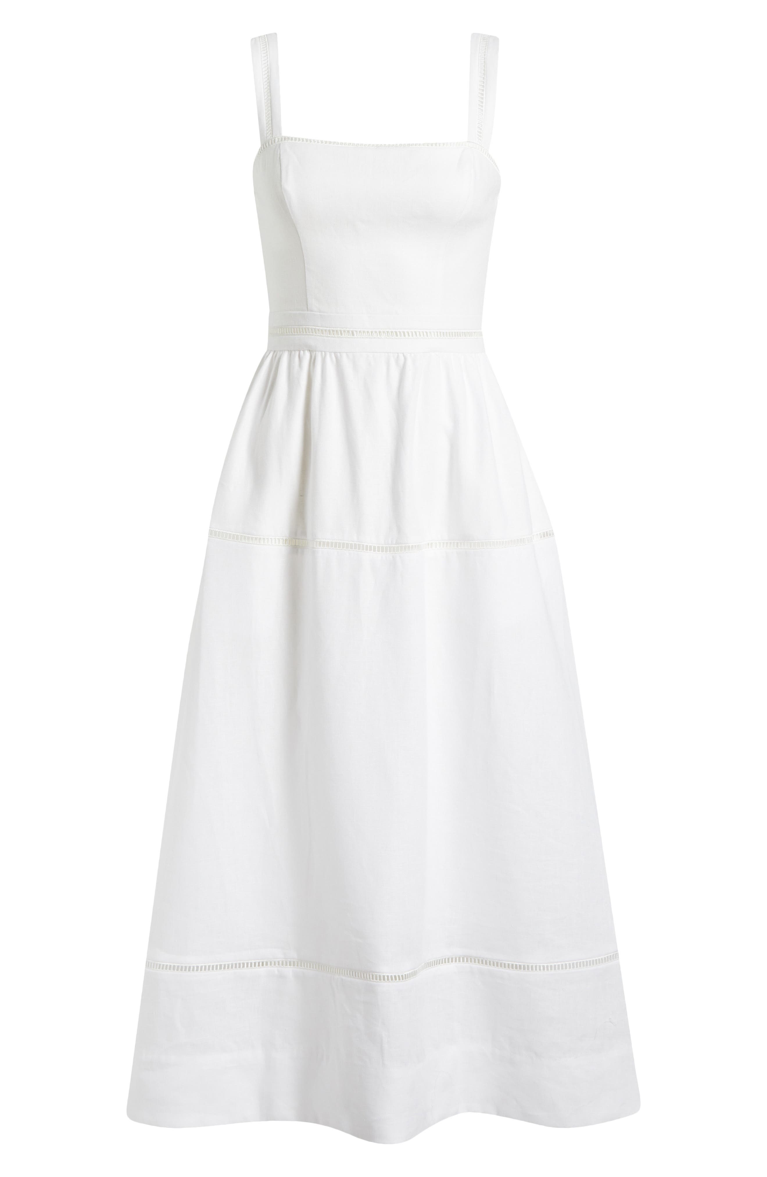 Reformation Everett Sleeveless Linen Midi Dress in White at Nordstrom - 6