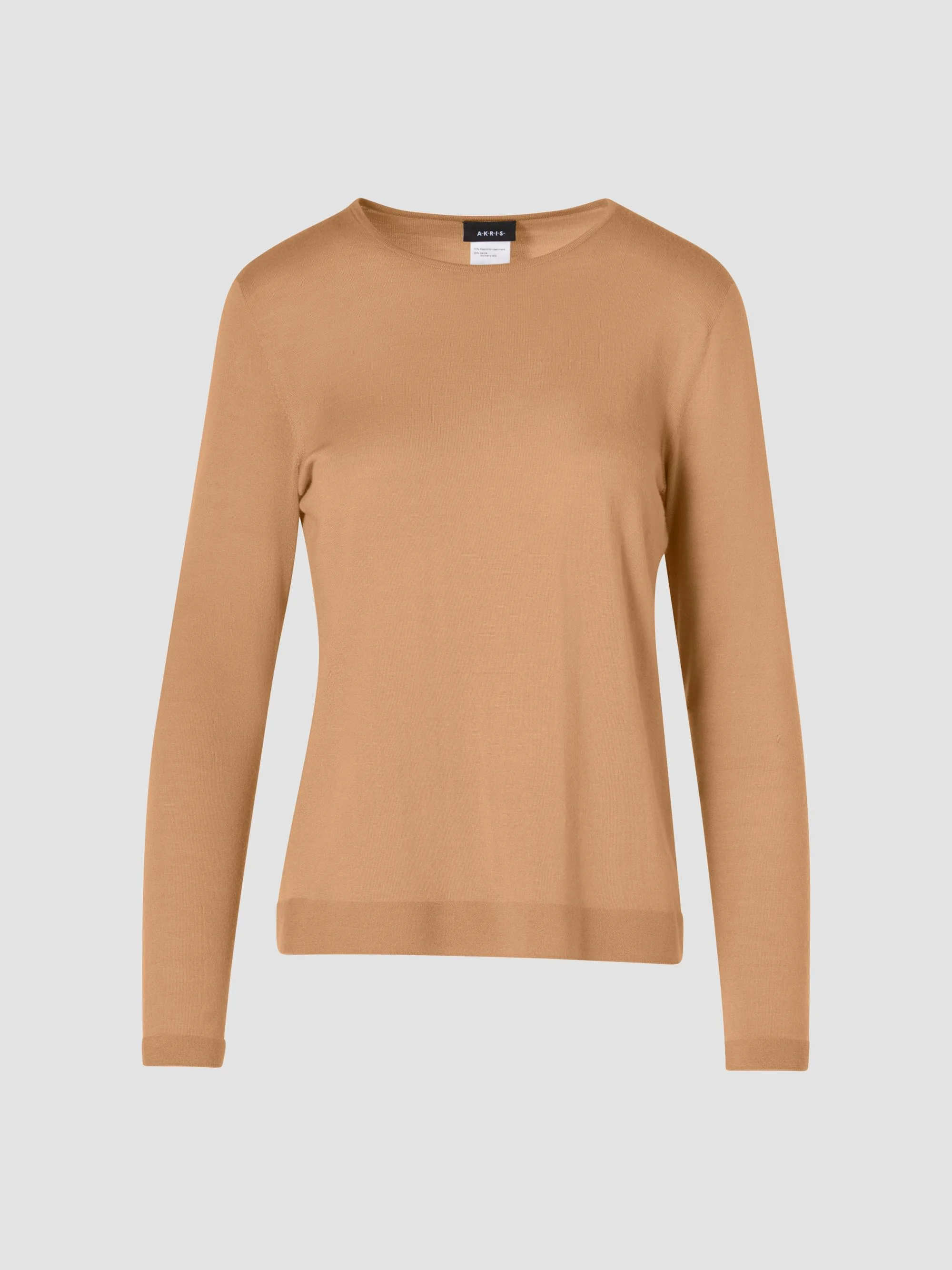 Women's Fine-Gauge Knit Cashmere-Silk Sweater - Camel - 1