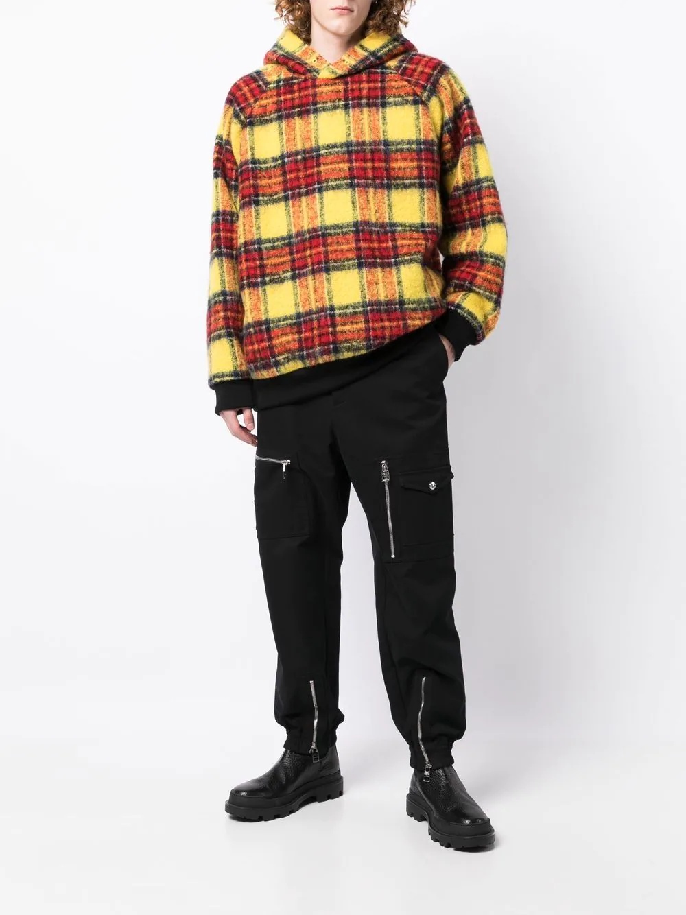 plaid-check print hoodie - 2