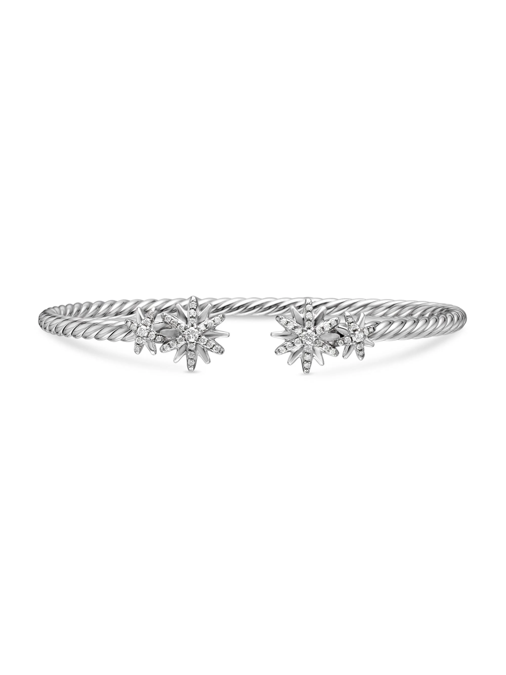Women's Starburst Cable Bracelet in Sterling Silver - Diamond - 1