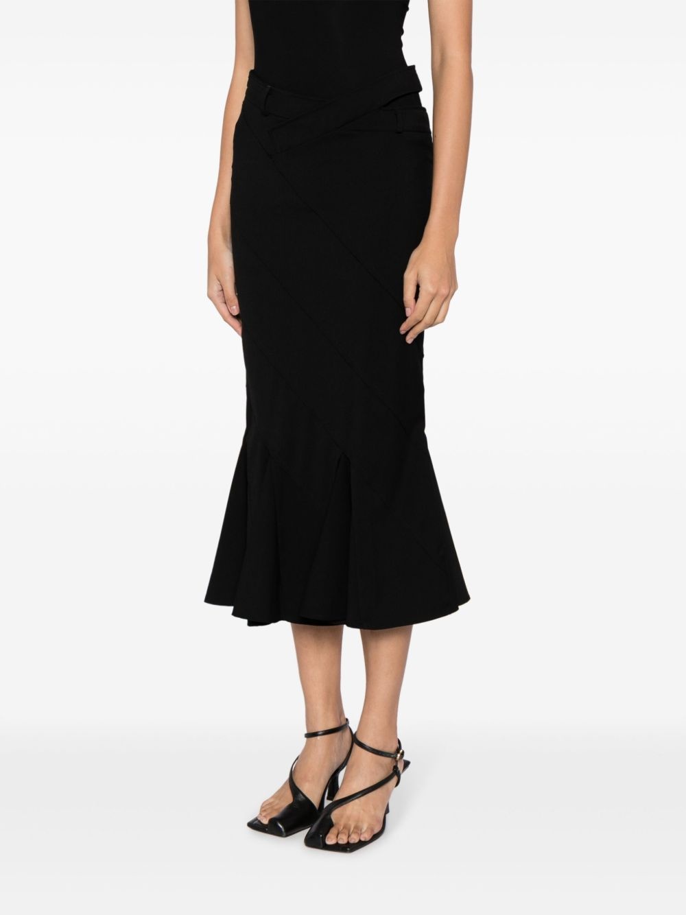 flared-hem flannel midi skirt - 3