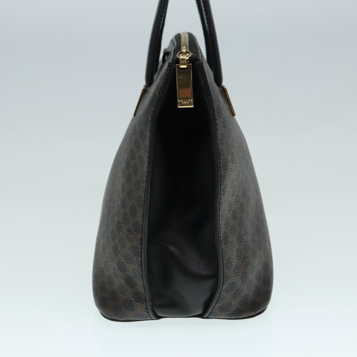 CELINE Macadam Canvas Hand Bag Pvc Leather Black Gold - 4