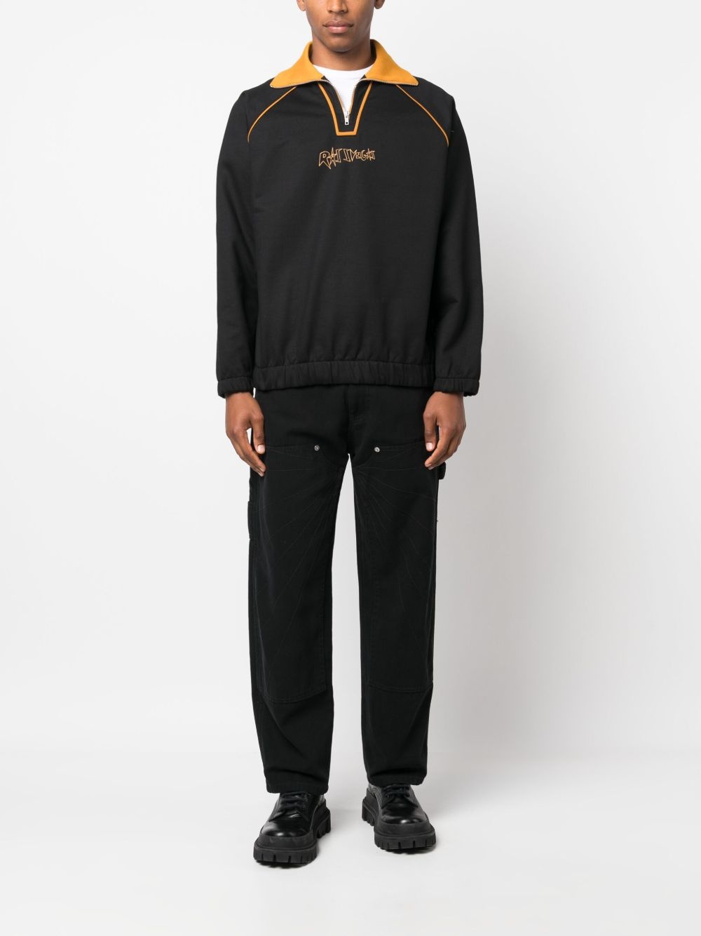 slogan-embroidered zipped cotton sweatshirt - 2