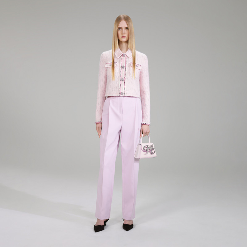 Pink Melange Knit Cardigan 1