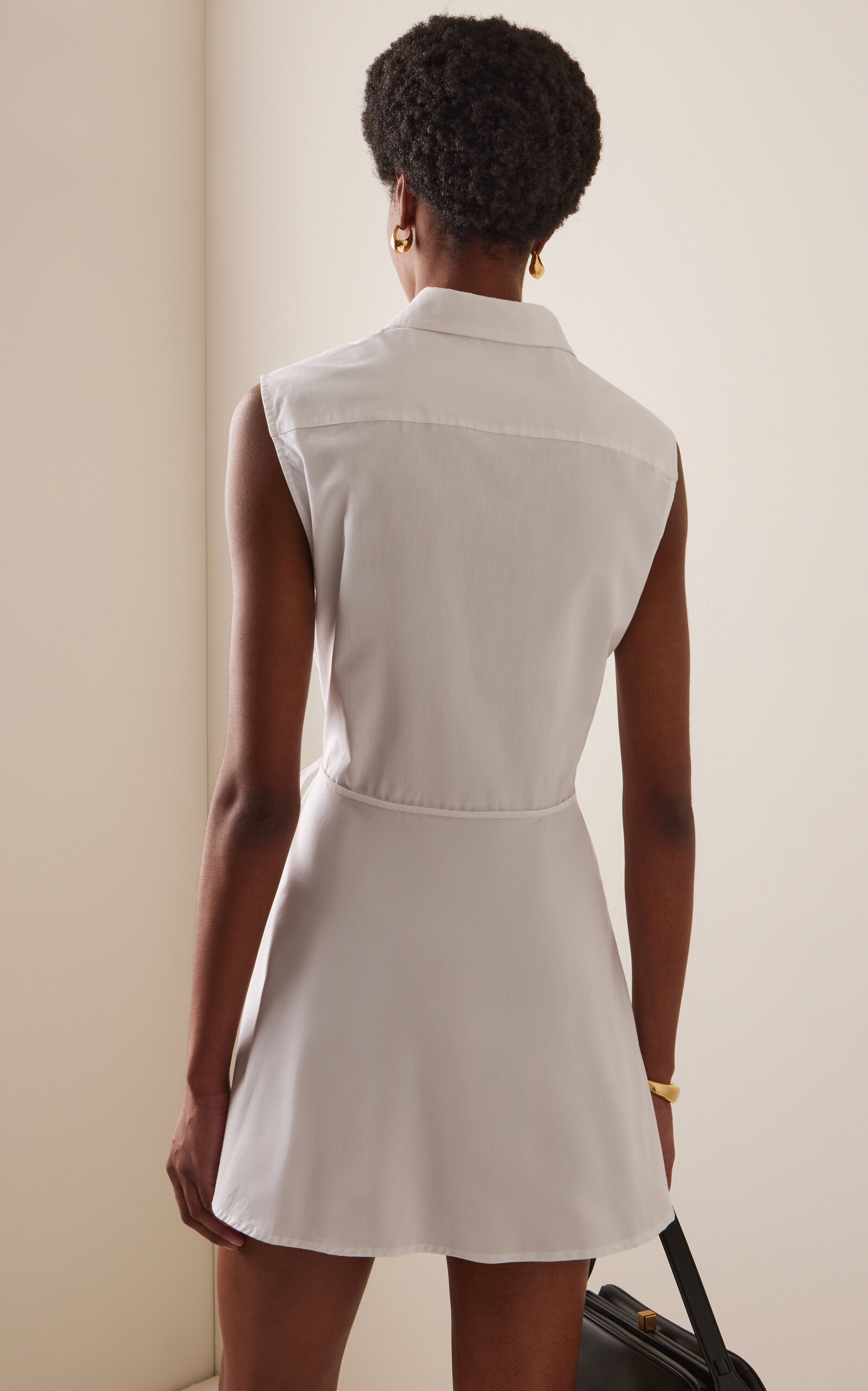 Asymmetric Stretch-Cotton Apron Shirt white - 4