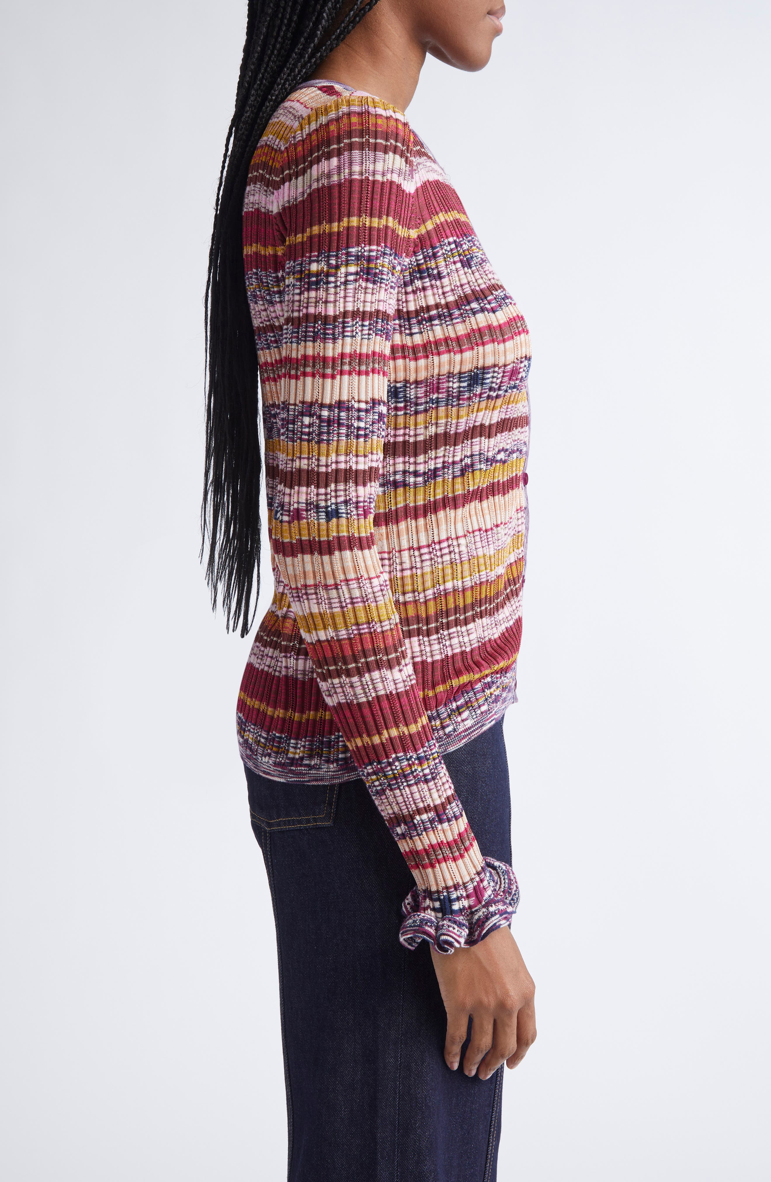 Ulla Johnson Lex Ruffle Space Dye Cardigan in Prism at Nordstrom - 3