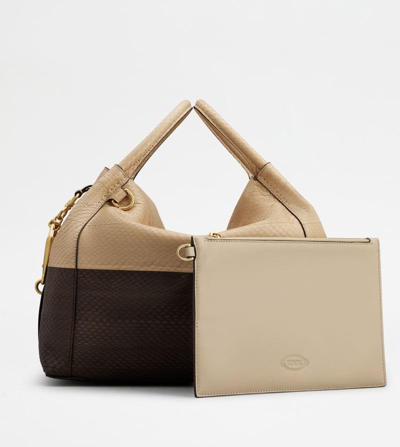 SATCHEL IN REPTILE SMALL - BROWN, NATURAL 2