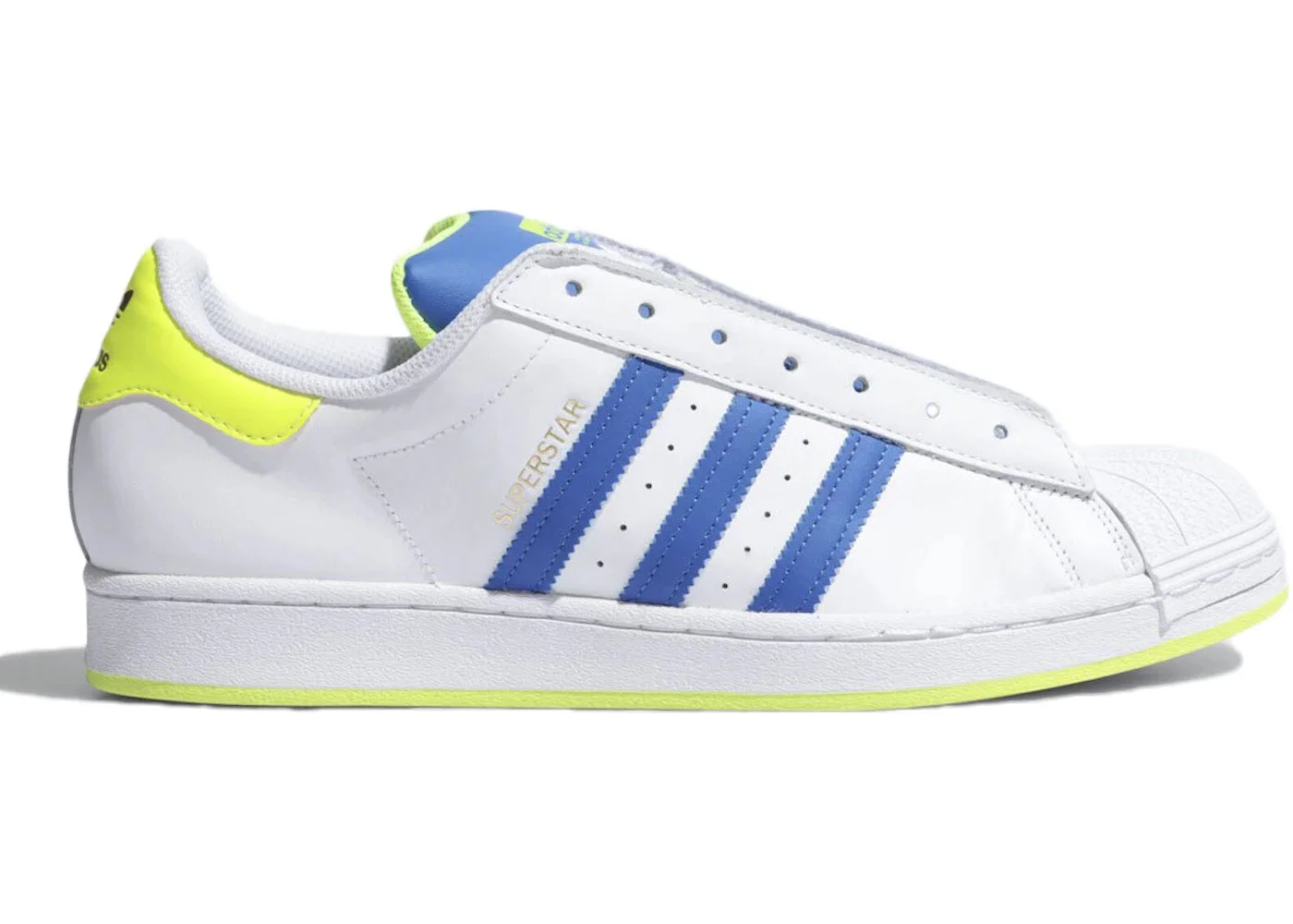 adidas Superstar Laceless 백색 파란 태양 황색 - 1