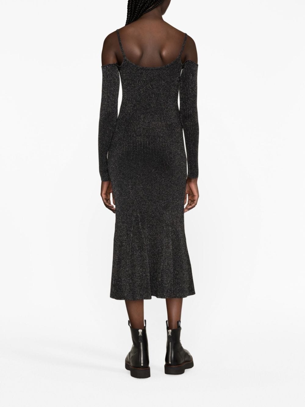 logo cut-out midi dress - 4