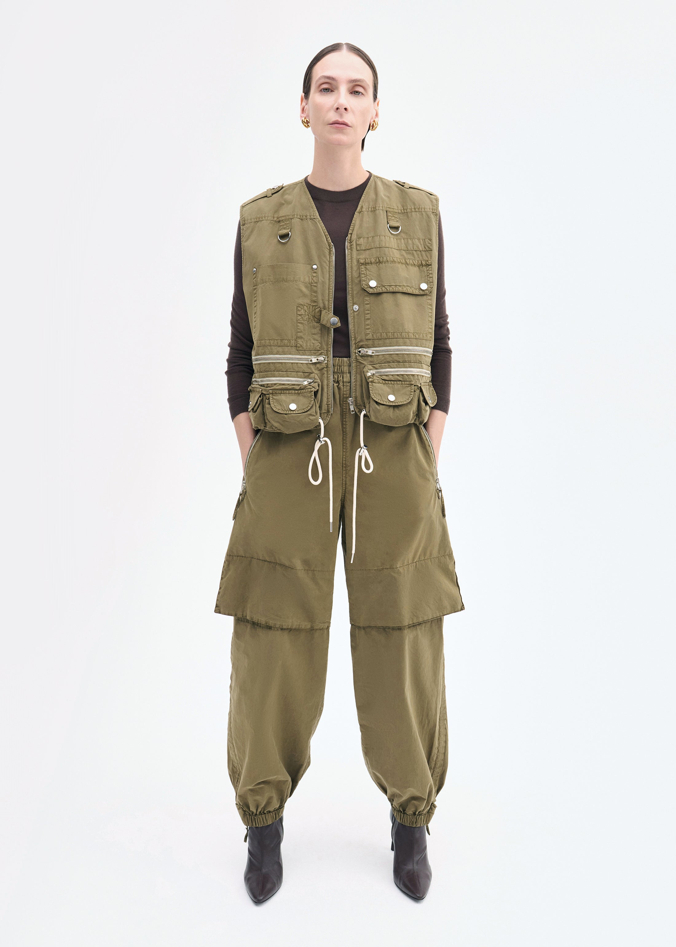 Garment-Dyed Utility Gilet Vest in Cotton - 4
