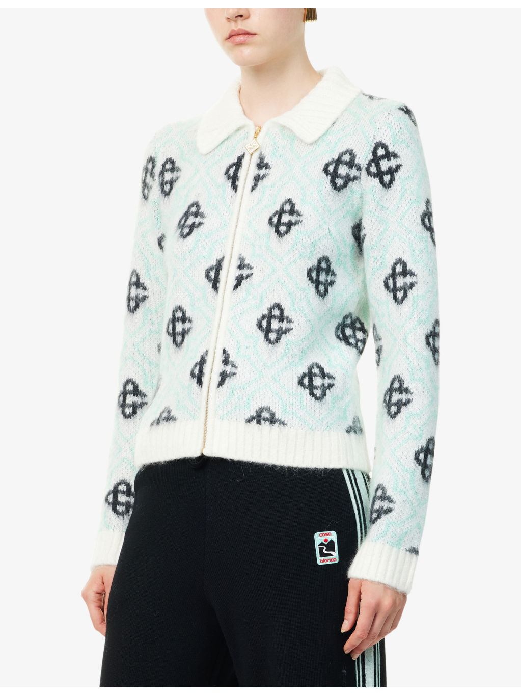 Monogram High-Neck Stretch-Wool Blend Jacket - 3