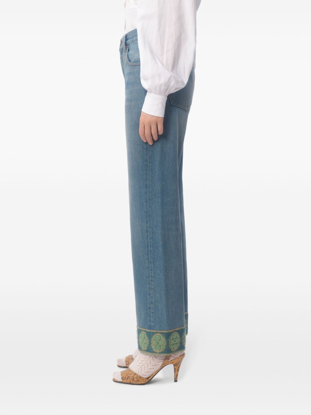 jacquard-trim jeans - 5