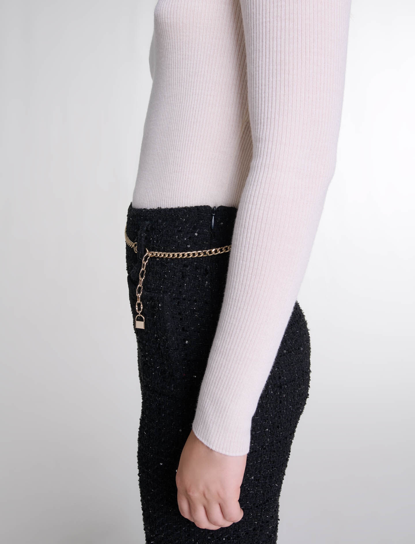 Sequinned tweed trousers - 8