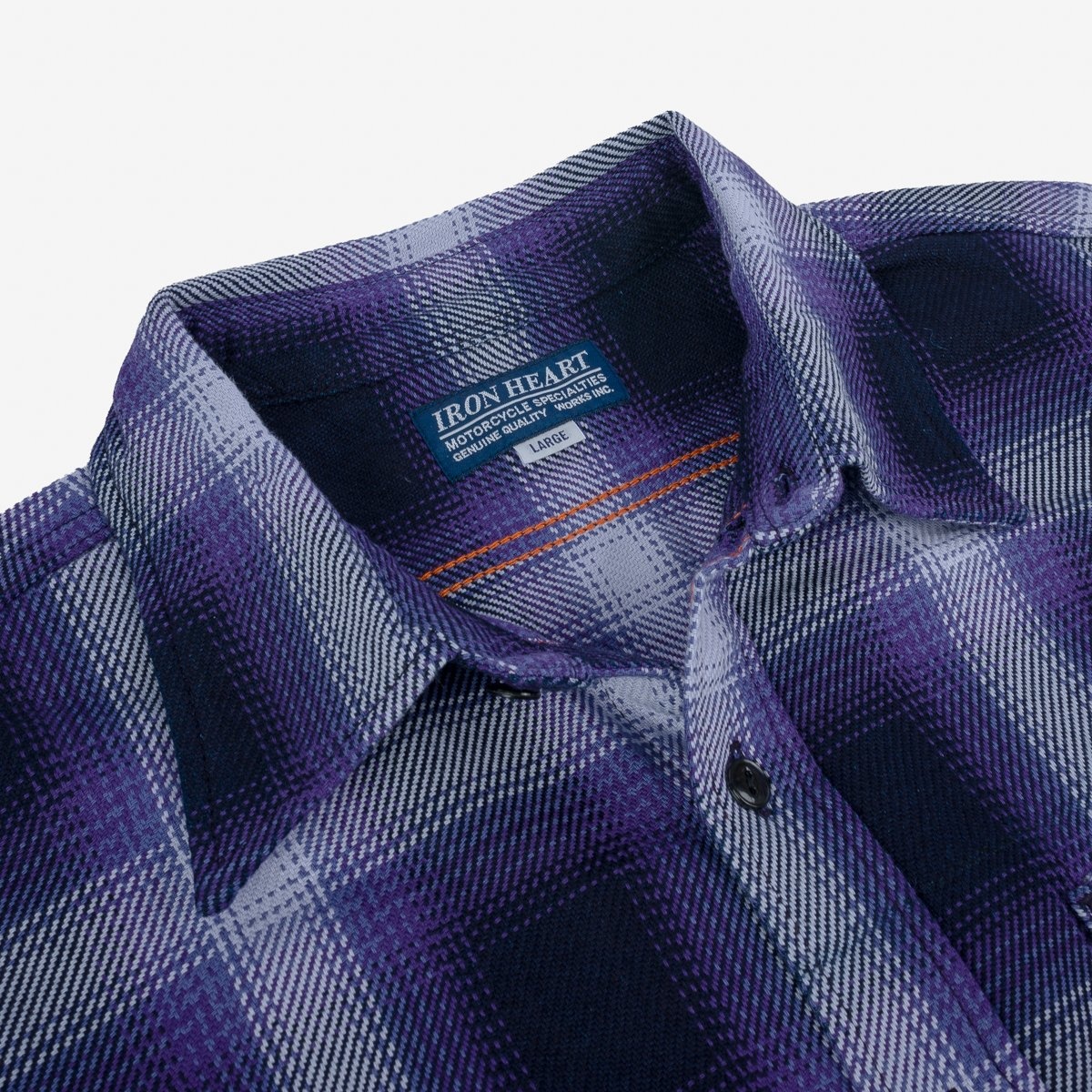 IHWF-001 9oz Selvedge Ombré Check Work Shirt - Purple - 8
