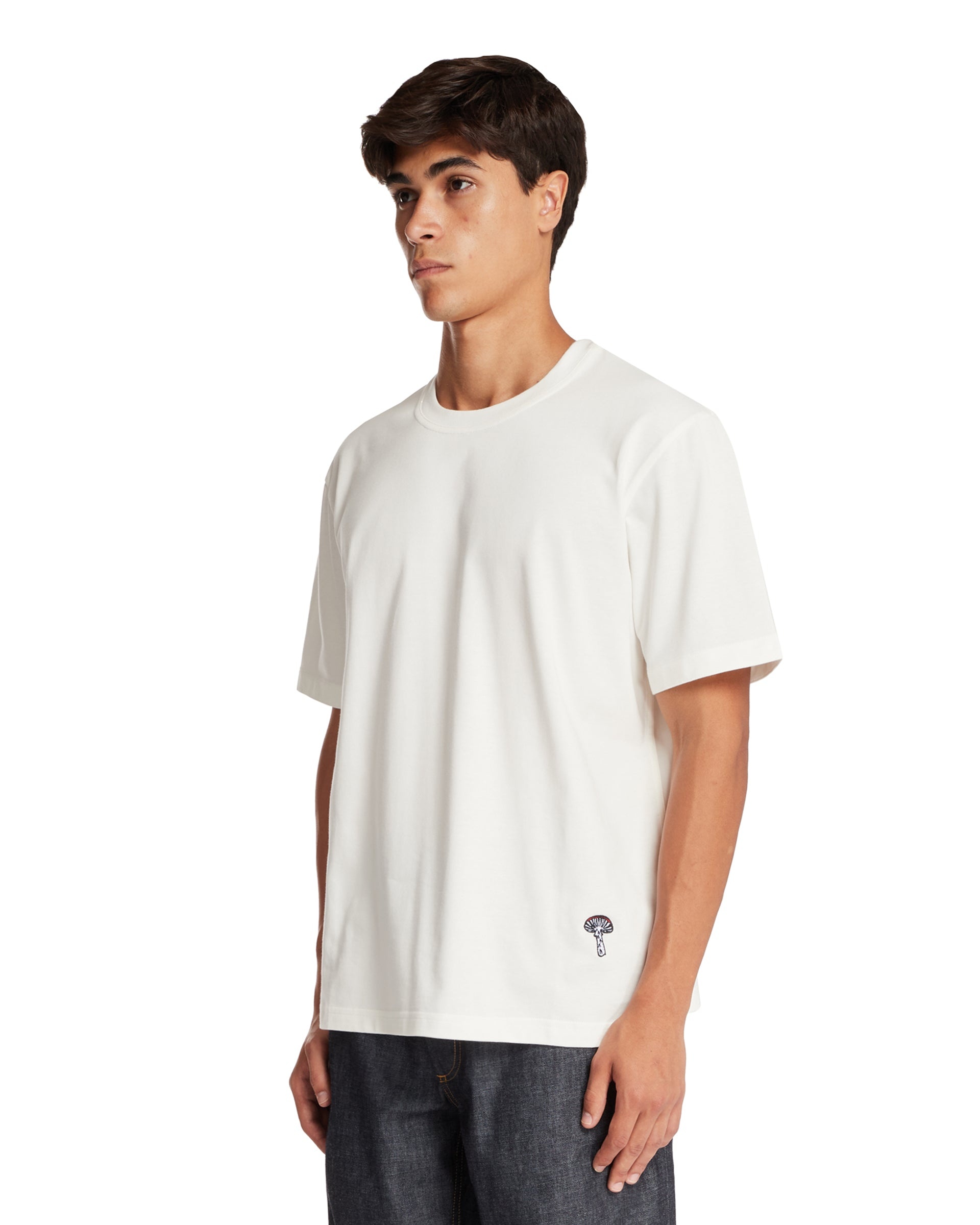 White Crewneck T-Shirt with Embroidery - 4