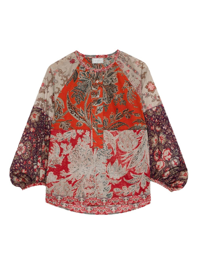 Dante patchwork balloon-sleeve shirt 1