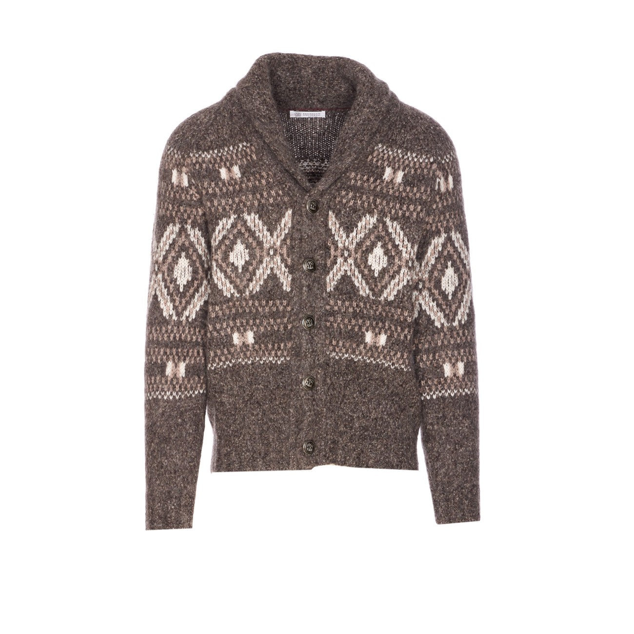 Brunello Cucinelli Men Geometric Jacquard Print Cardigan - 1