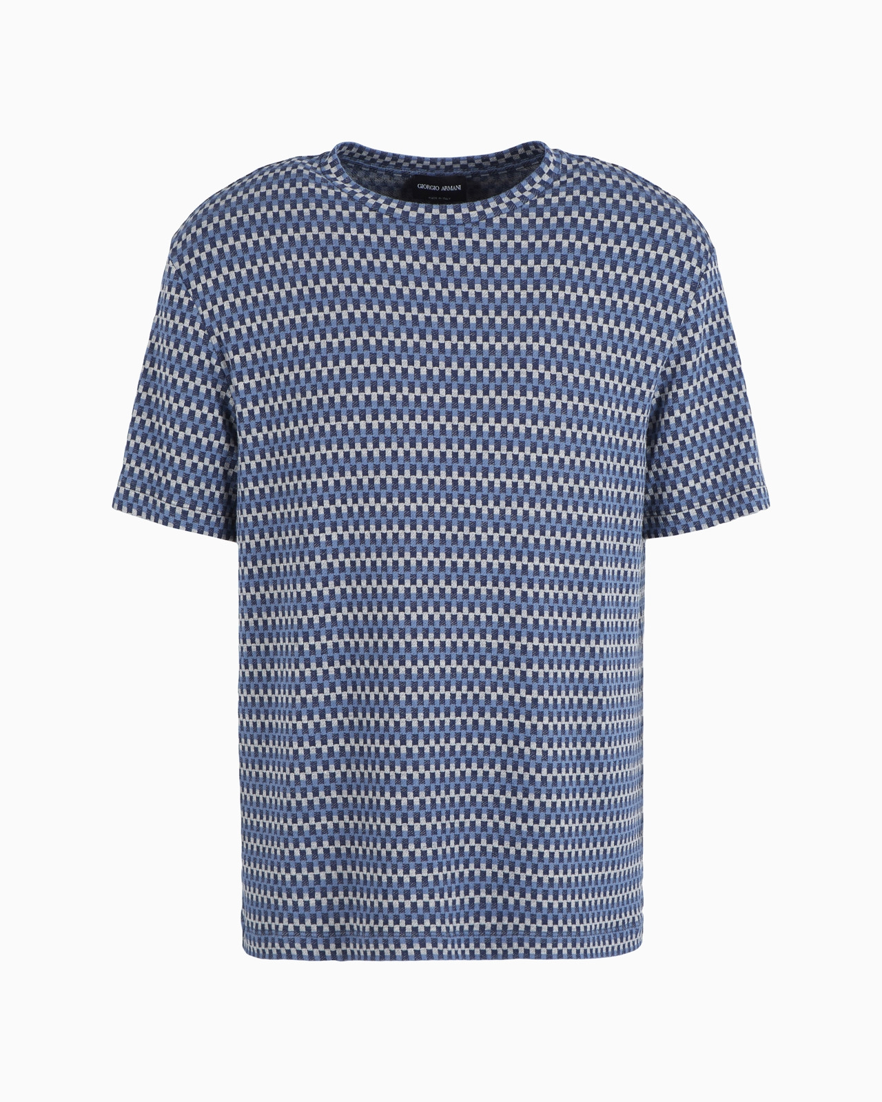 Stretch viscose jacquard jersey crew-neck T-shirt - 1