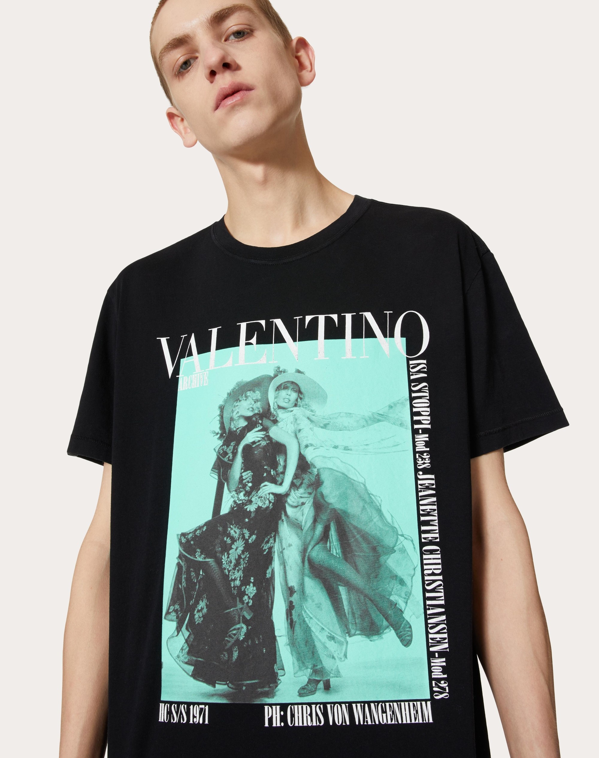 COTTON CREWNECK T-SHIRT WITH VALENTINO ARCHIVE 1971 PRINT - 5