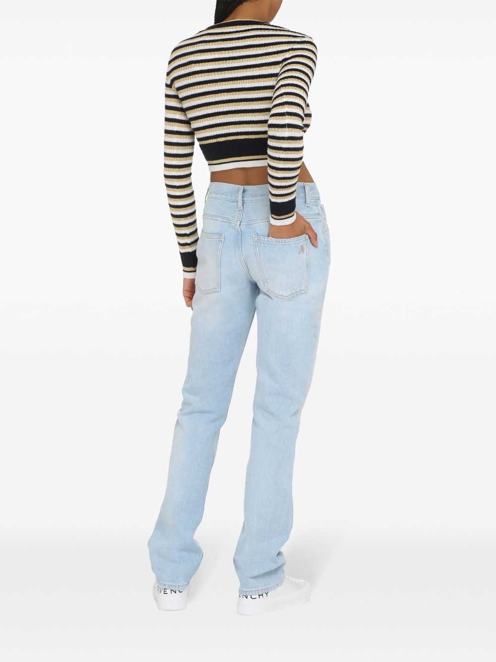 striped cropped sweater - 3