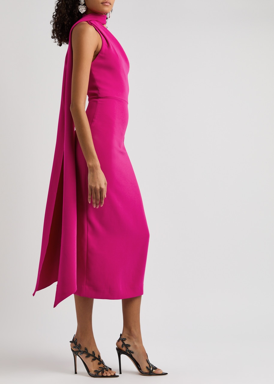 Solace London Samira One-shoulder Scarf-effect Midi Dress - 4