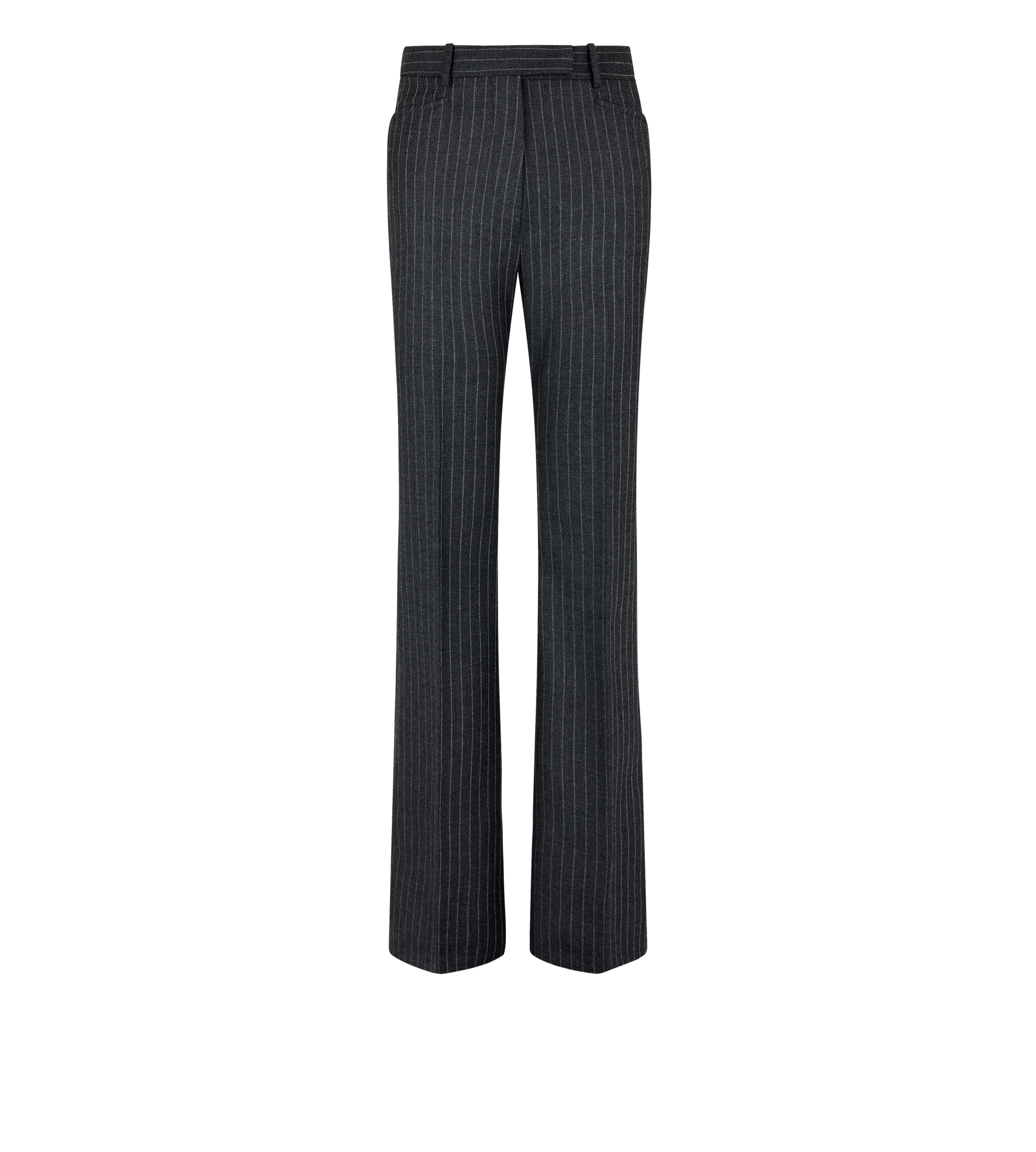 TOM FORD STRIPED WOOL FLANNEL TAILORED WIDE LEG PANTS