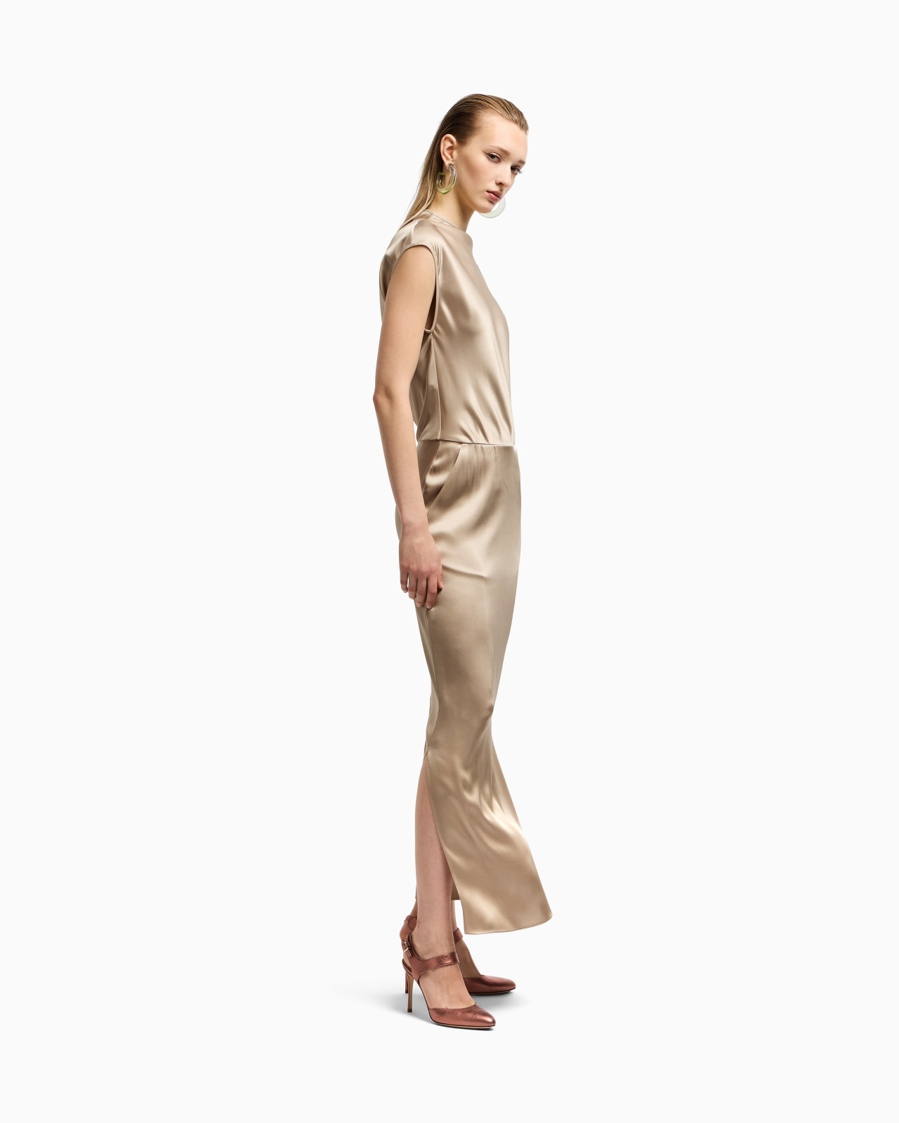 DOUBLE-FACED SILK-SATIN LONG DRESS - 2