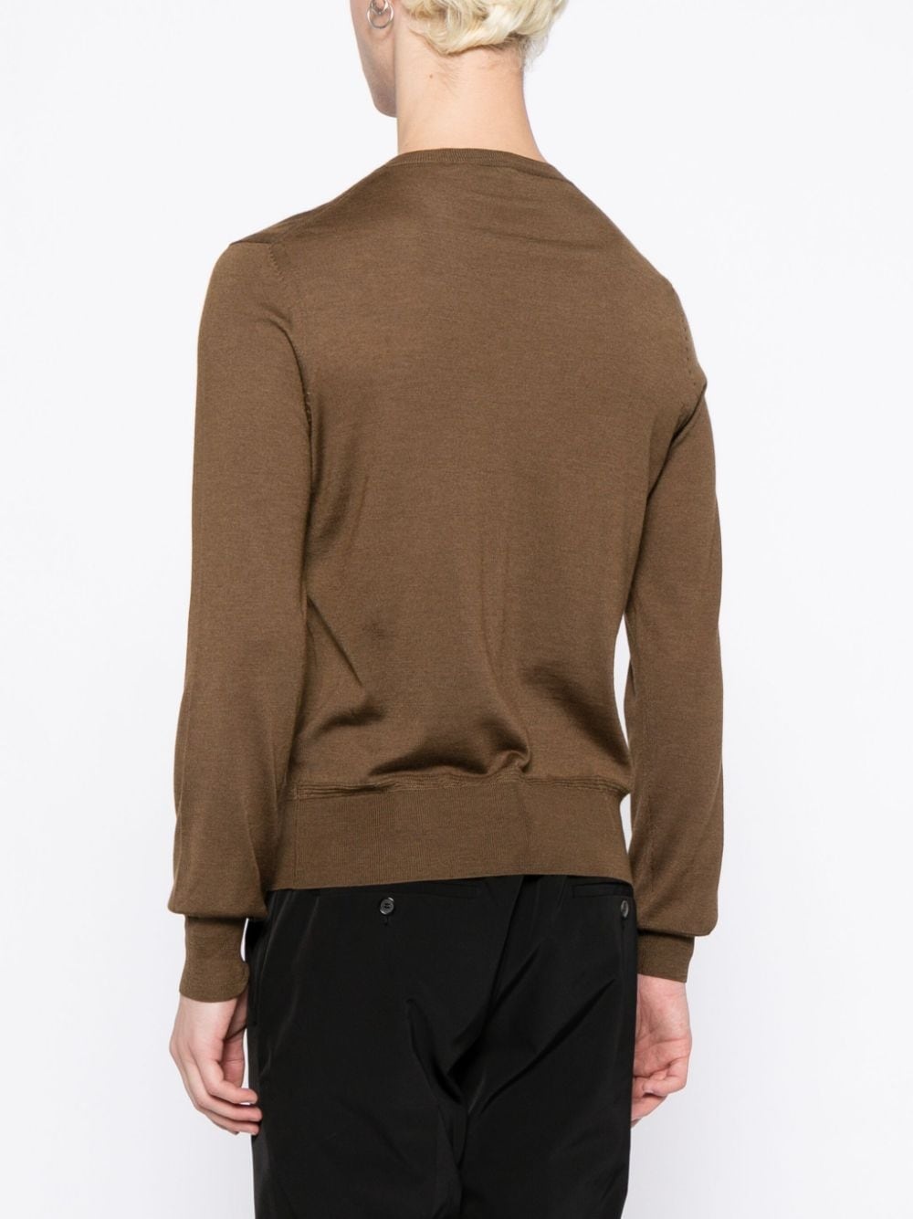 ribbed V-neck jumper - 4