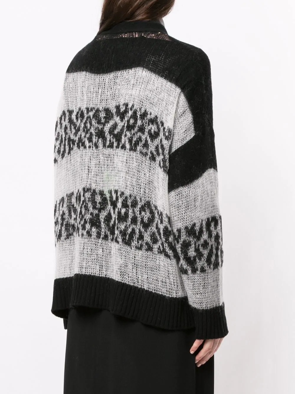 animalier stripe cardigan - 4