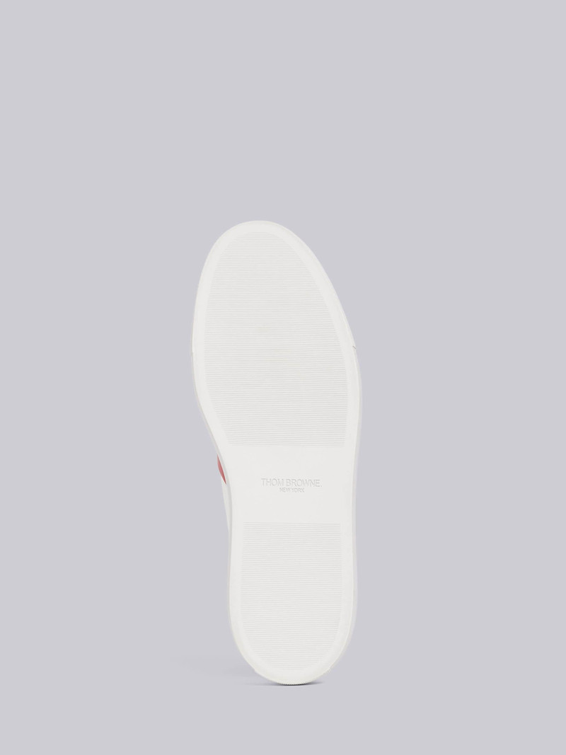 White Pebbled RWB Diagonal Stripe Rubber Cupsole Trainer 5