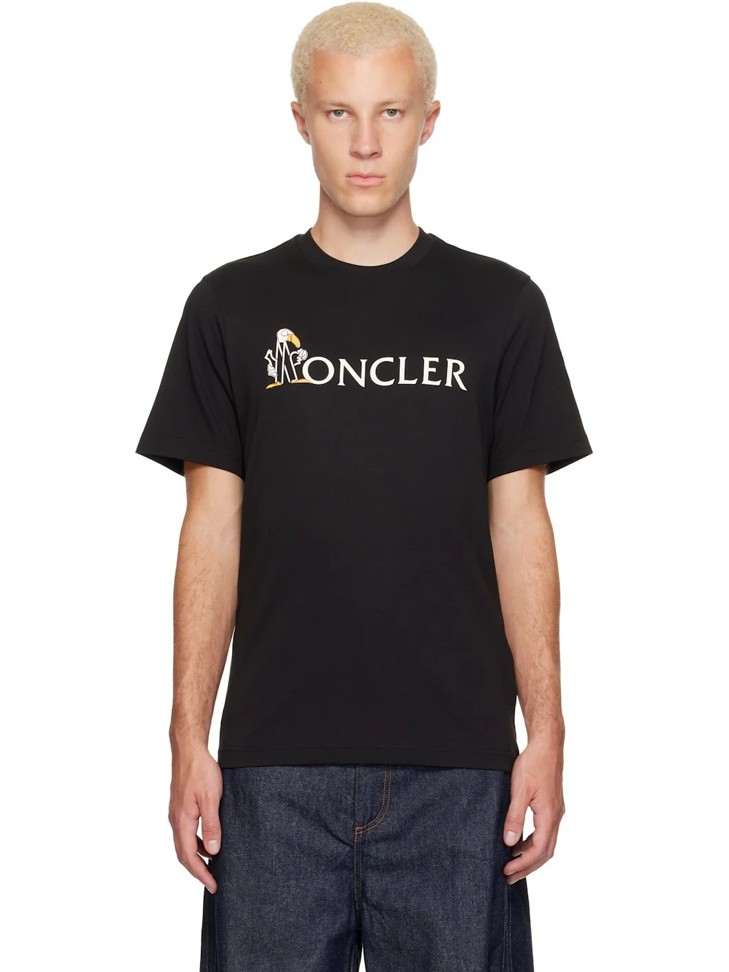 Black Mon Duck Logo Cotton T-shirt - 1
