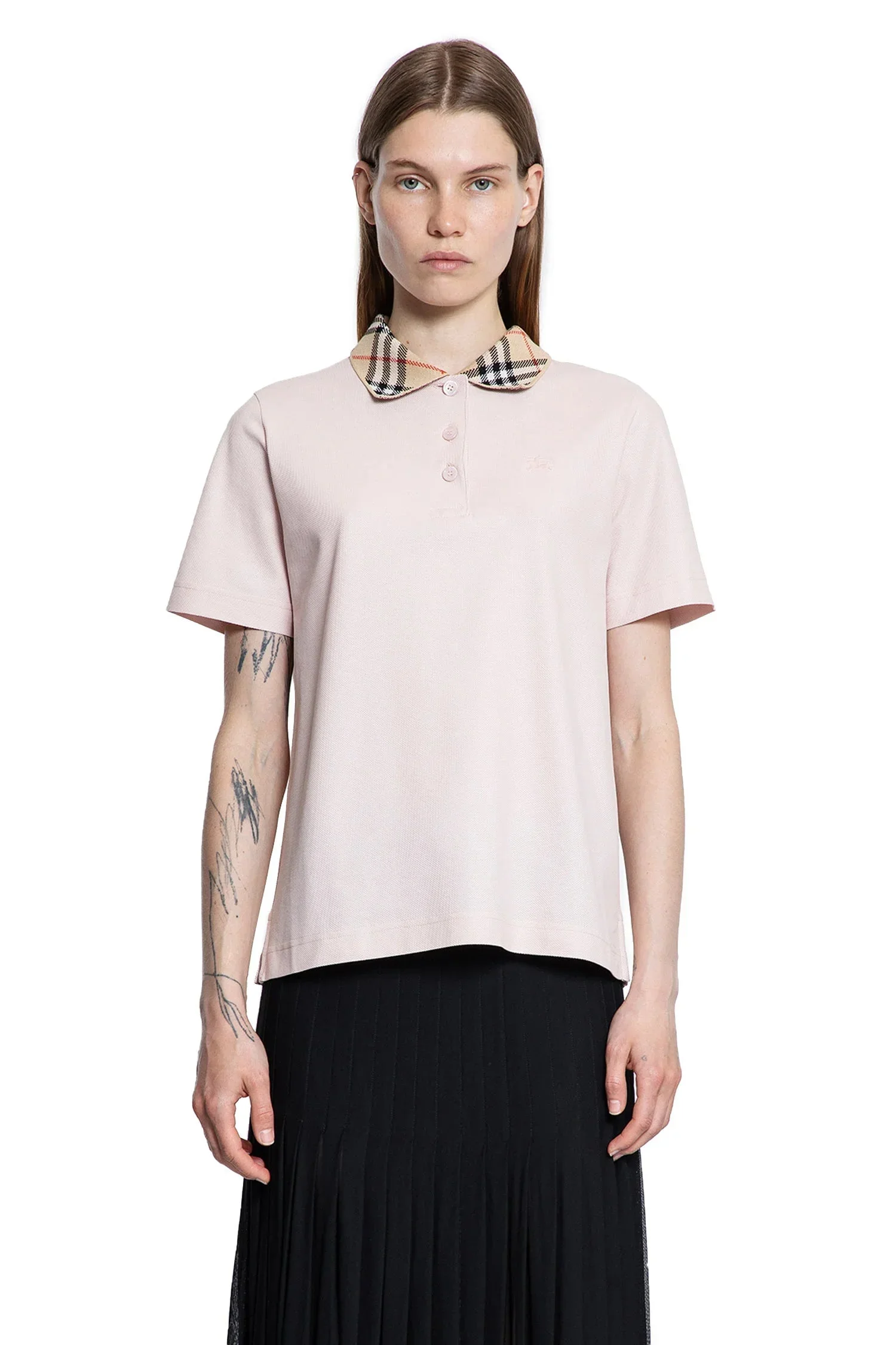 Check-Collar-Cotton-Polo-Shirt - 1