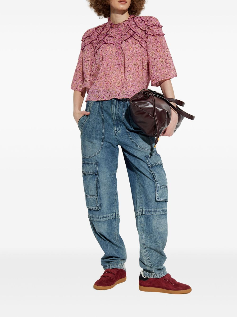 Carmen ruffled paisley-print top - 2