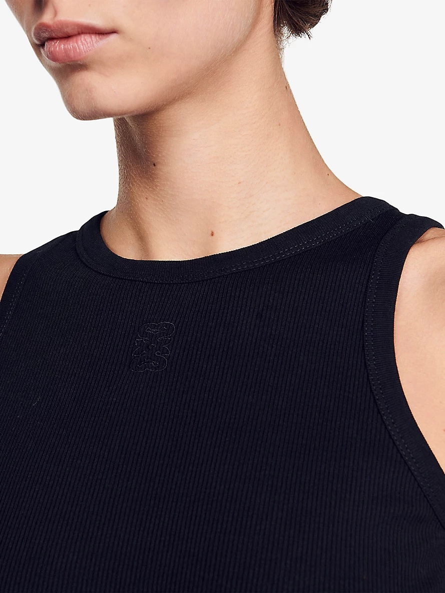 Round-neck sleeveless cotton T-shirt - 5