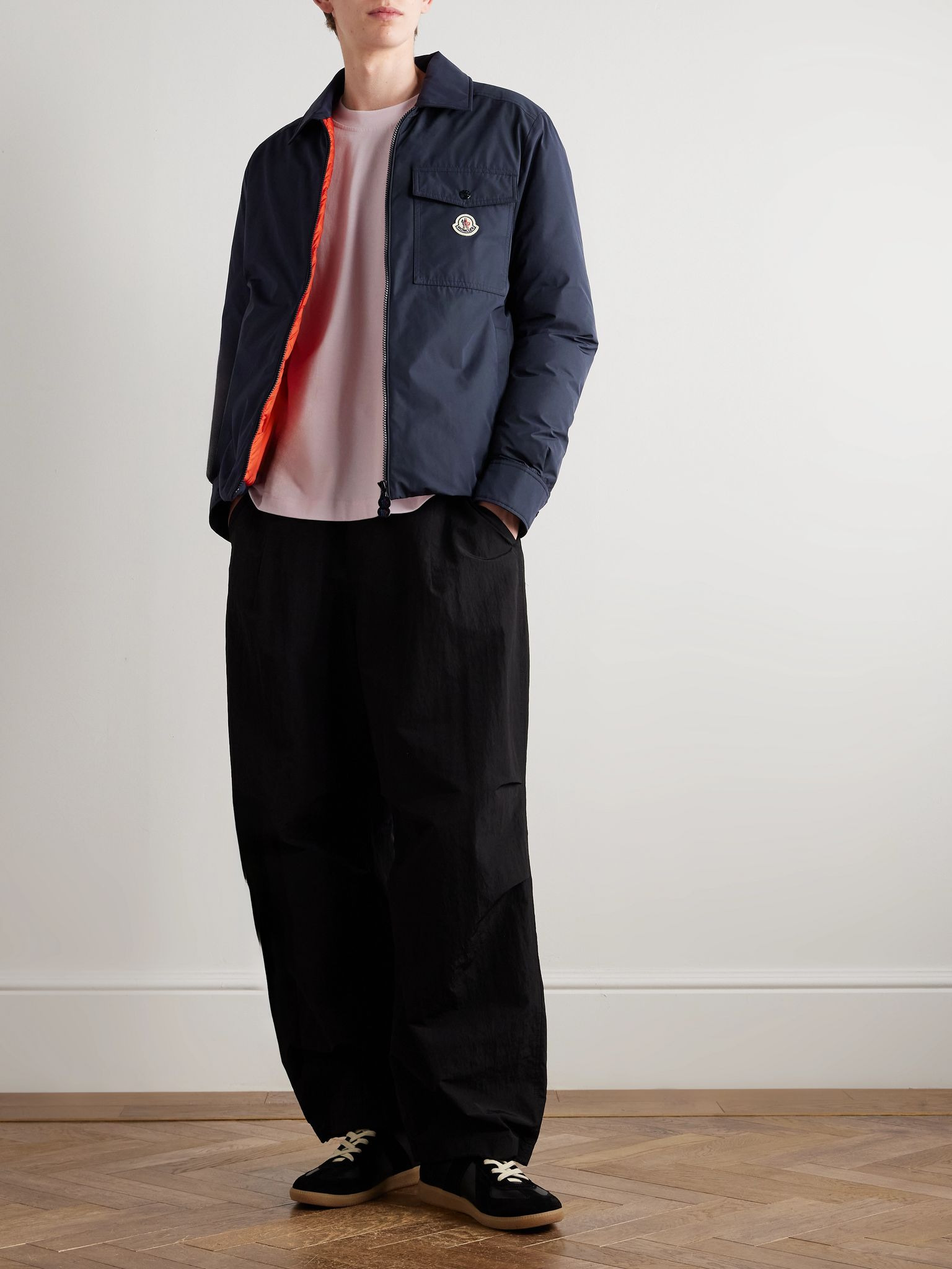 Vigeon Logo-Appliquéd Shell Down Shirt Jacket Navy - 2